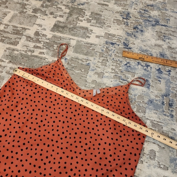 ASOS spaghetti strap blouse. Terracotta orange black polka dot. Plus Size 20 - Picture 6 of 13